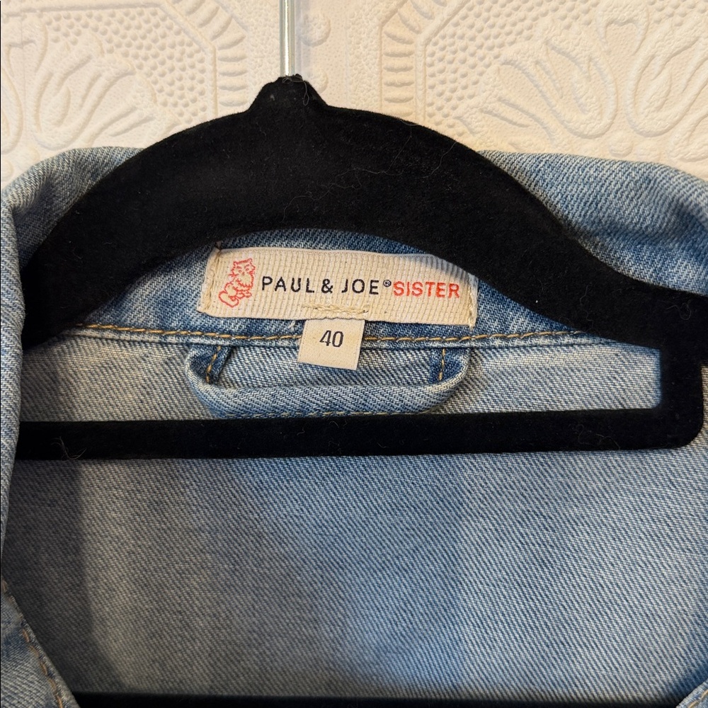 Paul & Joe Leviatan Denim Jacket Blue Denim with Cat Detail Size 40 - Picture 4 of 11